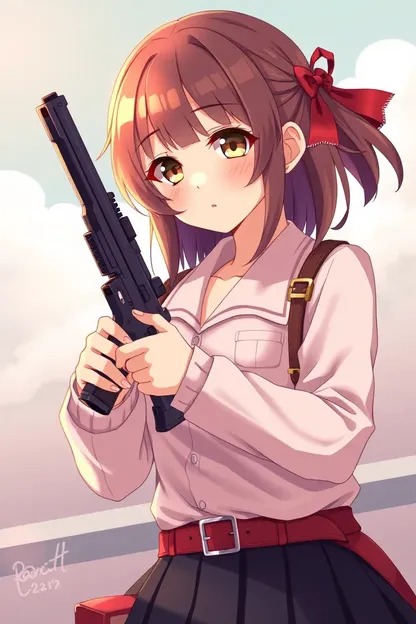 Personaje de anime de chica portando un arma para foto de perfil