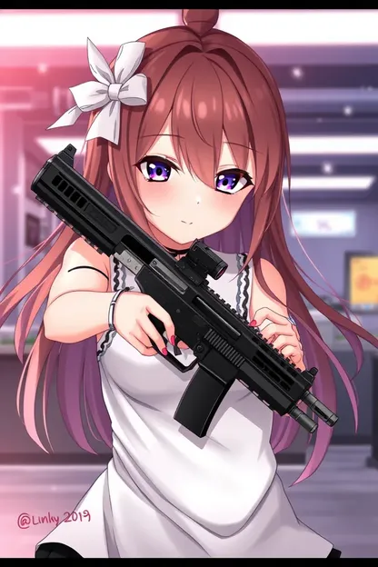 Personaje de anime de chica portando un arma para una foto de perfil