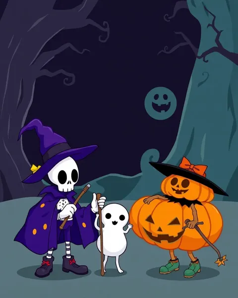 Personajes de cartoon en disfraces de Halloween