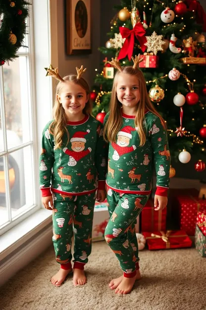 Pijamas de Navidad de Chicas con un Color Fiesto