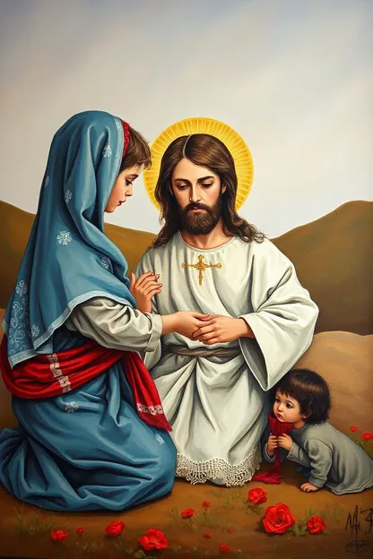 Pintura de Jesús hecha por Niñas Pequeñas