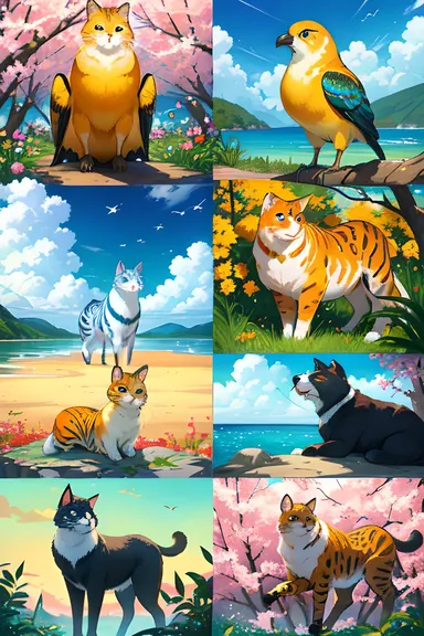 Pinturas coloridas y llamativas de paisajes de animales