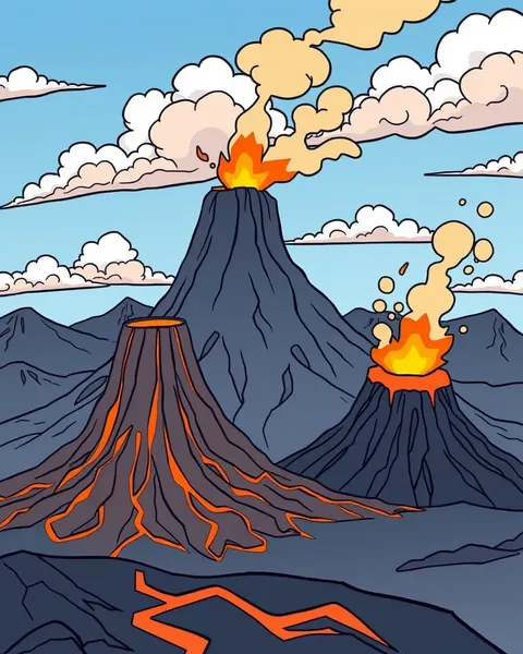 Pinturas de animación de volcanes