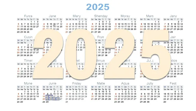 Plantilla de Calendario Anual 2025 de Excel para Gestión