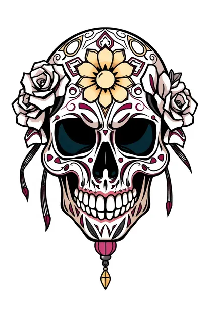 Páginas de Color de Calavera para Niñas para Colorear