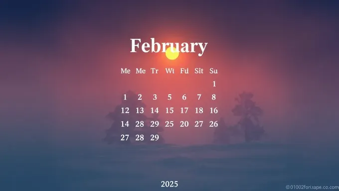 Resumen del calendario de febrero 2025