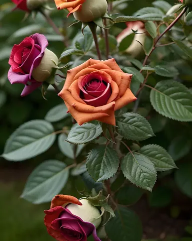 Rosas Bellas en Plena Floración en Arbusto