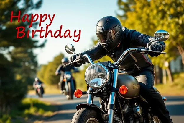 Saludos de Cumpleaños Feliz para Una Aventura de Motocicleta