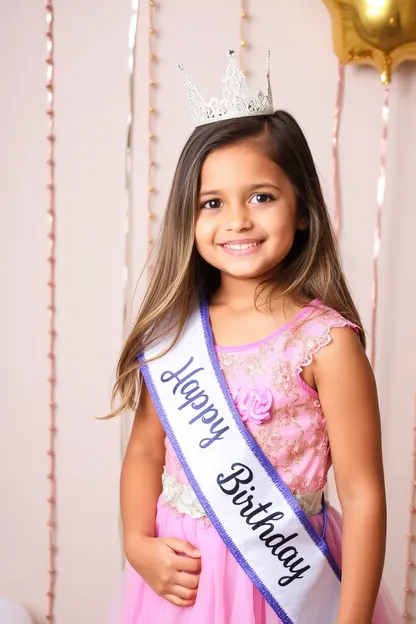 Sash Embellece la Celebración Feliz del Cumpleaños de la Niña