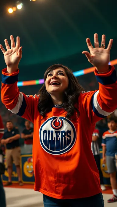 Se desvistió los pechos de un fanático de Oilers en un partido de hockey