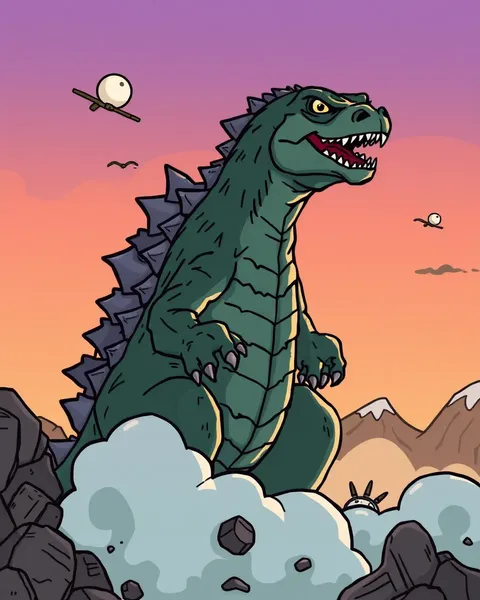 Se encontró la imagen de Godzilla de cartoon