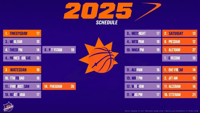 Se publica el calendario de partidos de Phoenix Suns 2025 para 2025