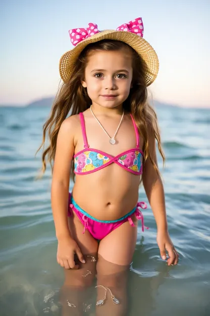 Sesión de fotos de bikini de una niña pequeña