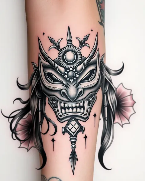 Significado espiritual del diseño de tatuaje de máscara de Hannya