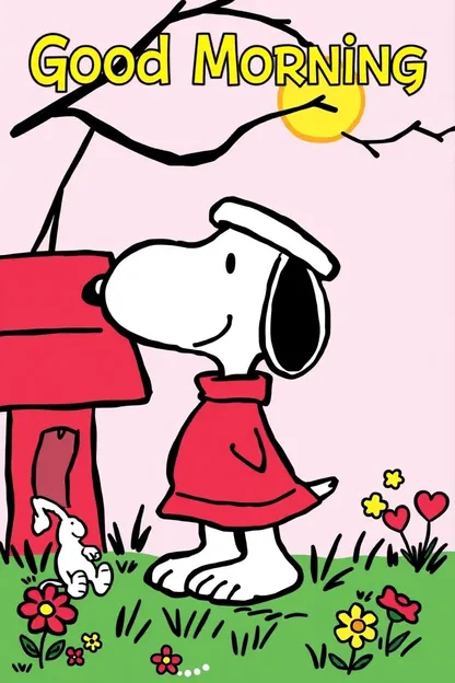 Snoopy desea un buen día con imágenes