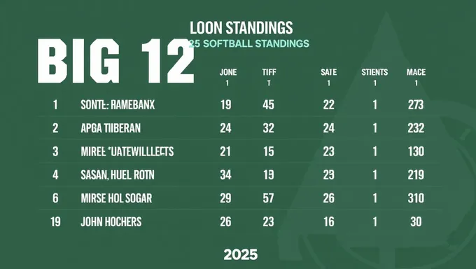 Tabla de Posiciones de Softbol de la Conferencia 12 Grande 2025 Publicada