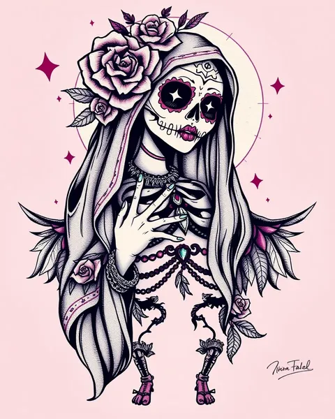 Tablero de inspiración para diseño de tatuaje de Santa Muerte