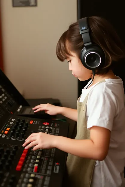 Tablero de sonido de la chica para efectos de sonido y diversión