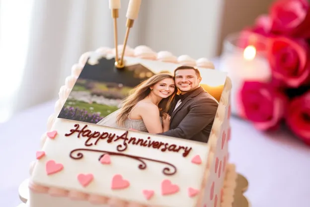 Tarta de Foto de Aniversario Dulce Celebración Conservadora de Recuerdos