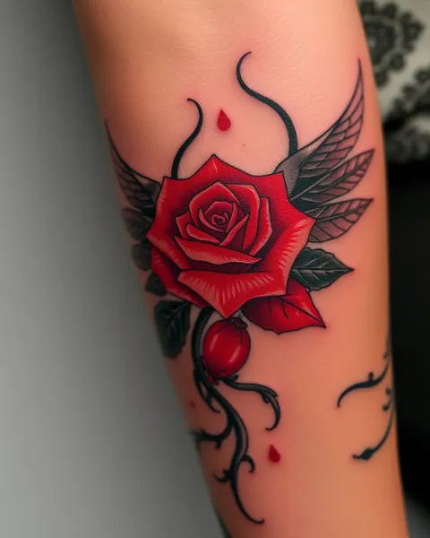 Tatuaje con tinta de tinta roja en tu cuerpo