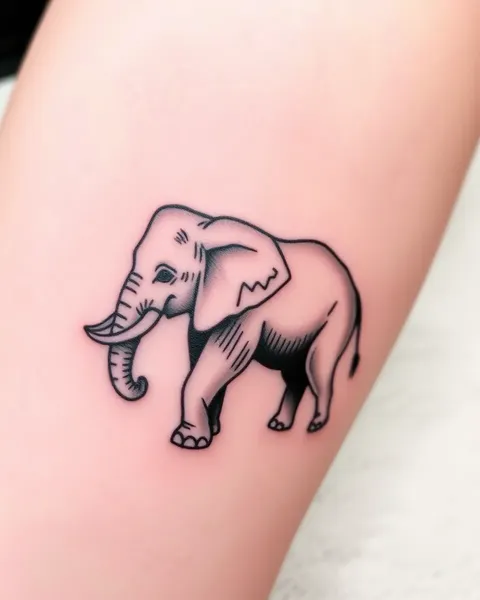 Tatuaje de Elefante Sencillo para Espacio Pequeño en el Cuerpo