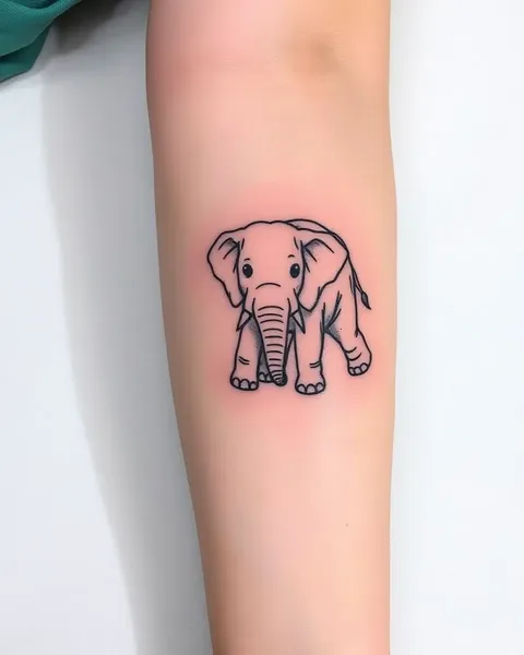 Tatuaje de Elefante Sencillo para Remoción de Tinta Fácil