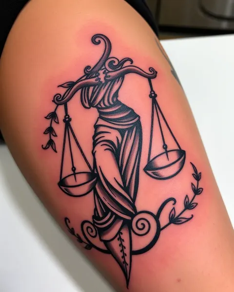 Tatuaje de Escalas de Justicia: Representación de Justicia y Equilibrio