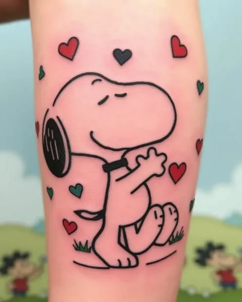 Tatuaje de Snoopy: nostalgia infantil inyectada