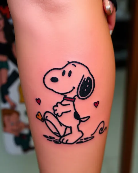 Tatuaje de Snoopy: personaje de dibujos animados tatuado