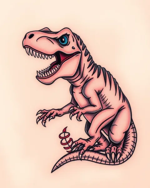 Tatuaje de T-Rex: Arte de piel humana única y dinosaurio