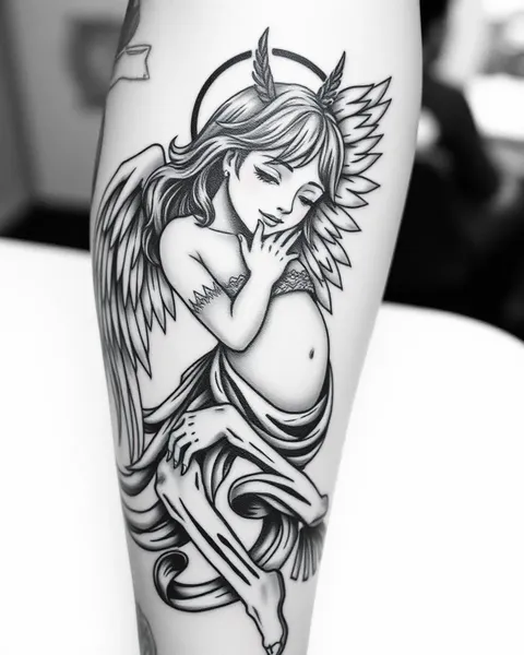 Tatuaje de amor eterno y ángel de la muerte