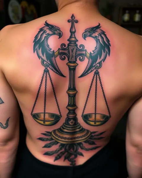 Tatuaje de balanzas de justicia: símbolo de principios morales y justicia