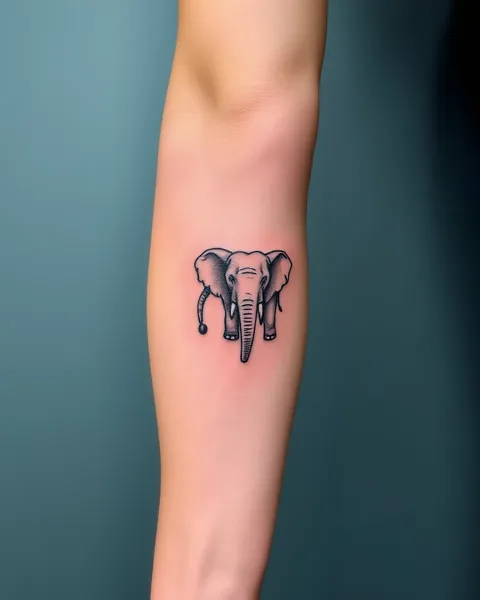 Tatuaje de elefante simple simbolizando buena suerte y sabiduría