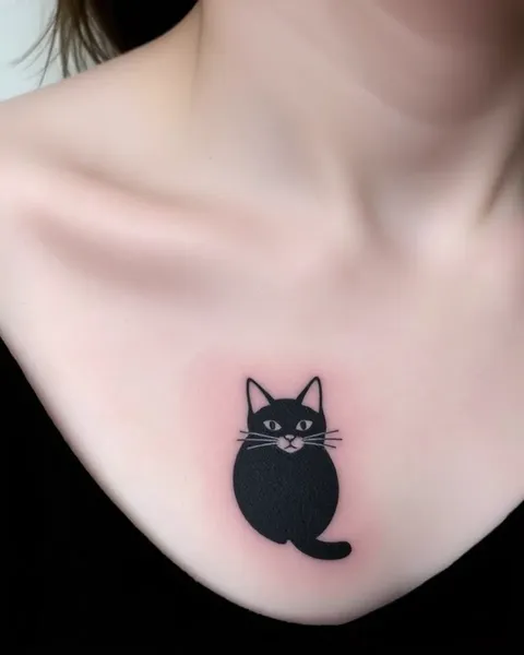 Tatuaje de gato minimalista con diseño minimalista y limpio