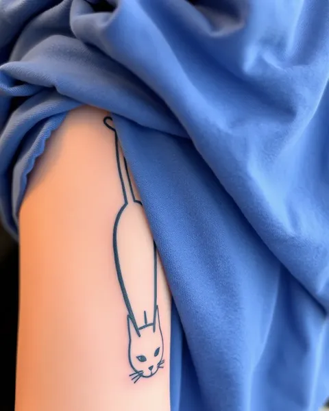 Tatuaje de gato minimalista con líneas simples y limpias