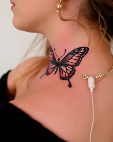 Tatuaje de mariposa en el cuello: diseño de arte corporal único