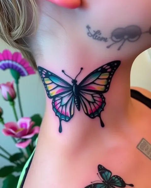 Tatuaje de mariposa en el cuello: expresión personalizada de arte corporal