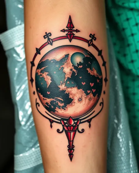 Tatuaje de planeta Tierra: arte corporal terrenal