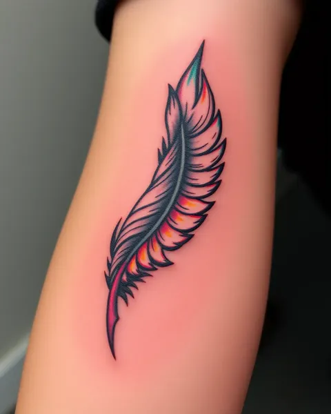 Tatuaje de pluma simboliza creatividad e imaginación