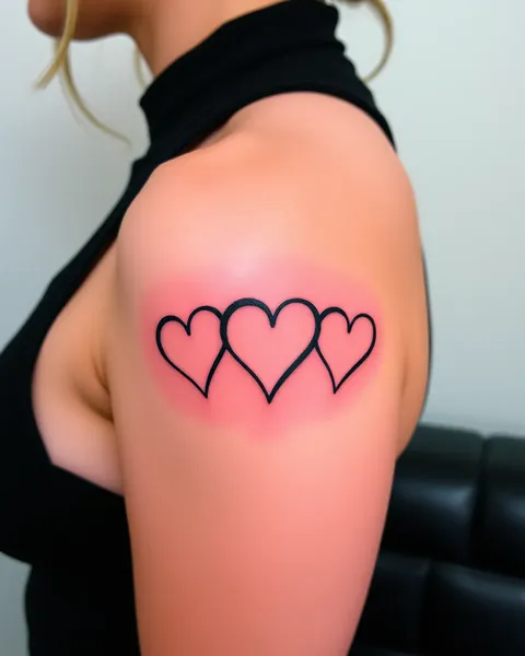 Tatuaje de tres corazones simboliza amor incondicional por siempre