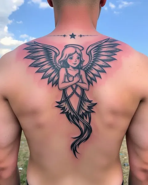 Tatuaje de ángel protector: protección divina en el brazo