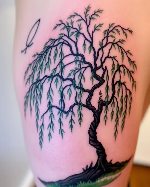 Tatuaje de árbol de sauces llorones: representación de dolor