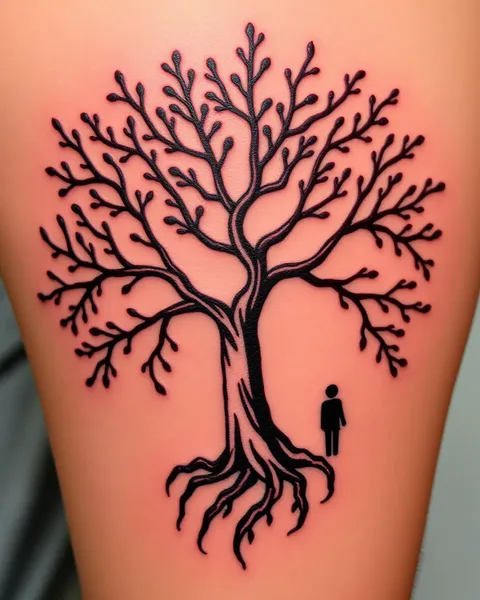 Tatuaje de árbol genealógico para la unión y el amor familiar