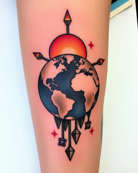 Tatuaje del planeta Tierra: arte corporal único