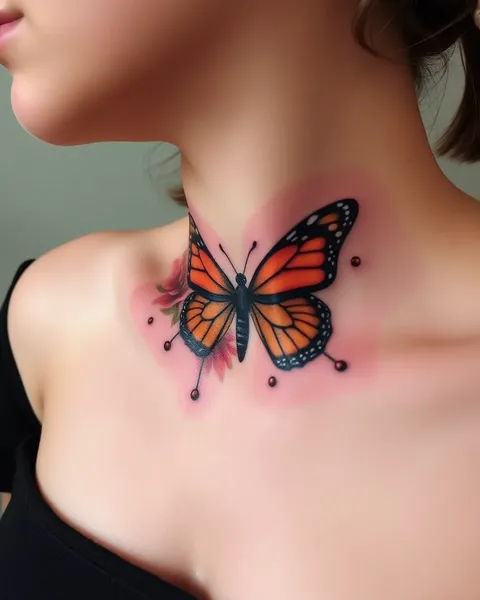 Tatuaje en el Cuello de Mariposa: Estilo de Arte Corporal de Moda