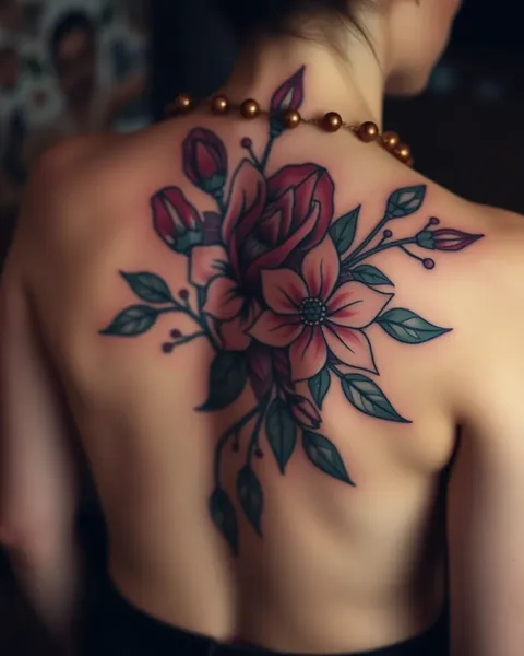 Tatuaje en la espalda con flores: un estilo de arte corporal hermoso