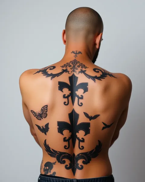 Tatuajes decorativos en la superficie del dorso