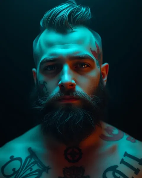 Tatuajes y barba del actor porno masculino