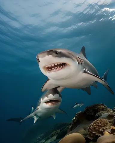 Tiburones fuerza dominante en la vida marina azul profunda