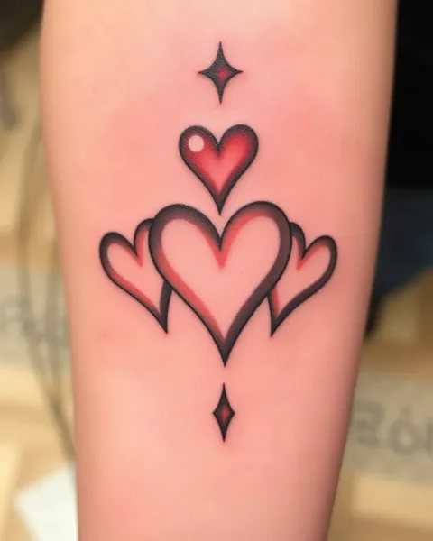 Tres Corazones Tatuados Simbolizando Amor y Confianza Incondicional